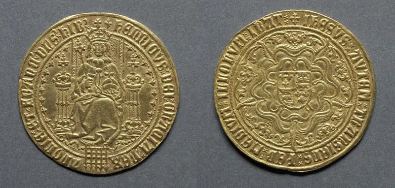 Sovereign: Henry VII (obverse); Shield of Arms in Tudor Rose (reverse) — تصویر رکورد موزهٔ هنر کلیولند (دسترسی آزاد)