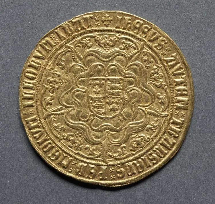 Sovereign: Shield of Arms in Tudor Rose (reverse) — تصویر رکورد موزهٔ هنر کلیولند (دسترسی آزاد)