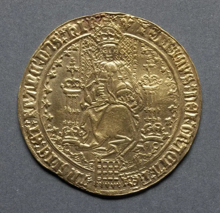 Sovereign: Henry VIII Enthroned (obverse) — تصویر رکورد موزهٔ هنر کلیولند (دسترسی آزاد)
