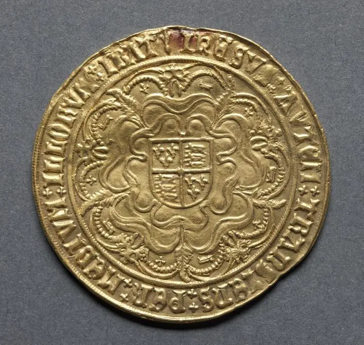 Sovereign: Royal Arms on Tudor Rose (reverse) — تصویر رکورد موزهٔ هنر کلیولند (دسترسی آزاد)