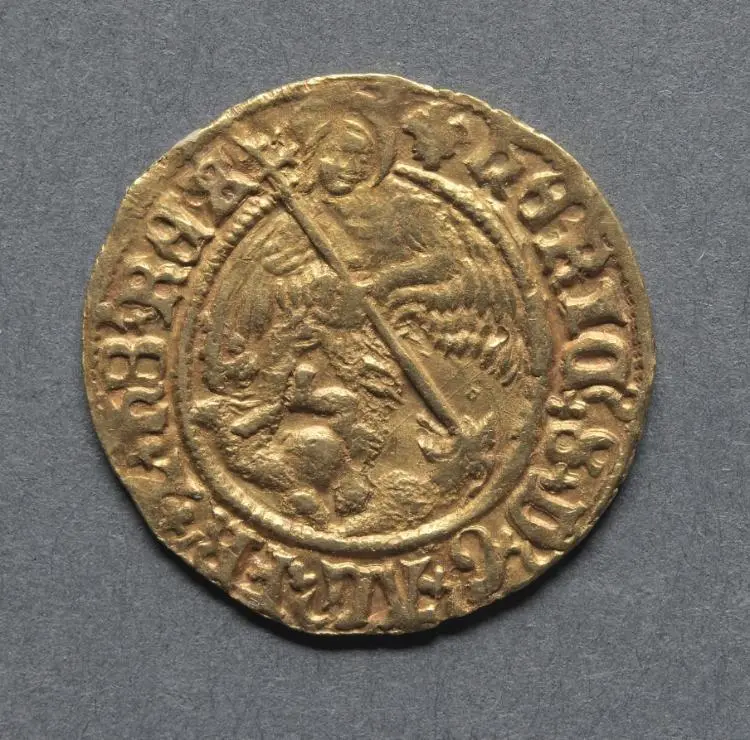 Half Angel: Angel Slaying a Dragon (obverse) — تصویر رکورد موزهٔ هنر کلیولند (دسترسی آزاد)