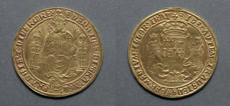 Sovereign: Henry VIII (obverse); Crowned Shield of Arms (reverse) — تصویر رکورد موزهٔ هنر کلیولند (دسترسی آزاد)