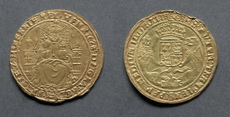Half Sovereign: Henry VIII (obverse); Crowned Arms (reverse) — تصویر رکورد موزهٔ هنر کلیولند (دسترسی آزاد)