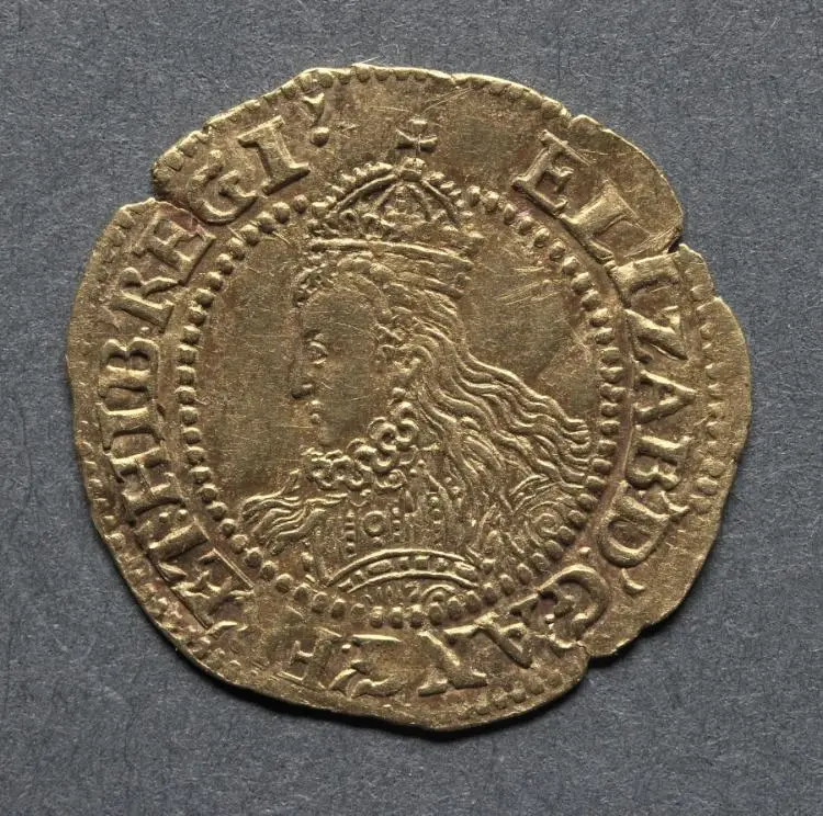 Halfcrown: Elizabeth I (obverse) — تصویر رکورد موزهٔ هنر کلیولند (دسترسی آزاد)
