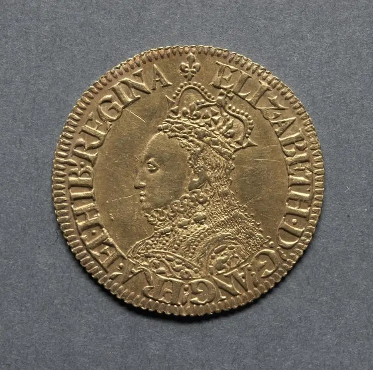 Half Pound: Elizabeth I (obverse) — تصویر رکورد موزهٔ هنر کلیولند (دسترسی آزاد)