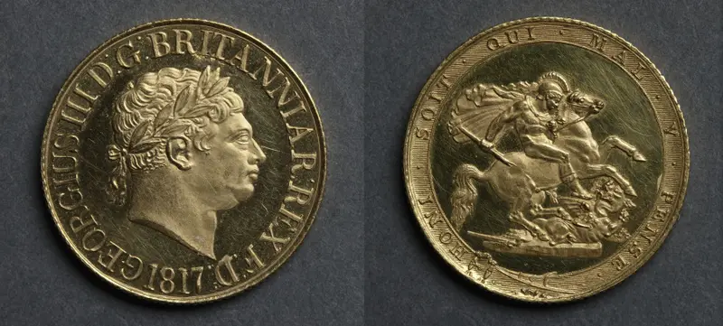 Sovereign: George III (obverse); St. George and the Dragon (reverse) — تصویر رکورد موزهٔ هنر کلیولند (دسترسی آزاد)