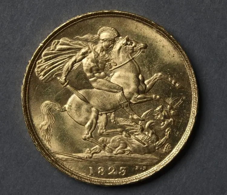 Two Pound Piece: St. George and the Dragon (reverse) — تصویر رکورد موزهٔ هنر کلیولند (دسترسی آزاد)
