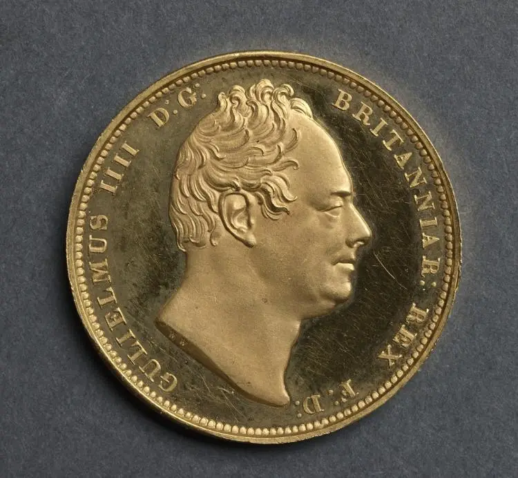 Two Pound Piece: William IV (obverse) — تصویر رکورد موزهٔ هنر کلیولند (دسترسی آزاد)