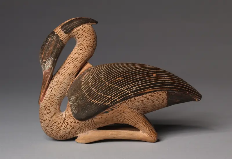 Heron-Shaped Figure Vase (Oil Vessel) — تصویر رکورد موزهٔ هنر کلیولند (دسترسی آزاد)