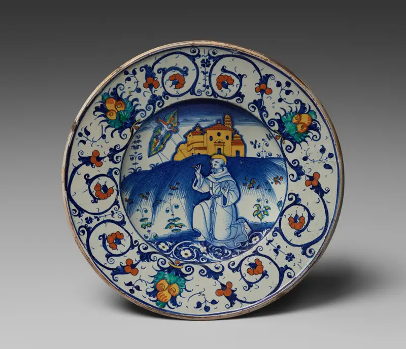 Bowl Depicting Saint Francis Receiving Stigmata — تصویر رکورد موزهٔ هنر کلیولند (دسترسی آزاد)
