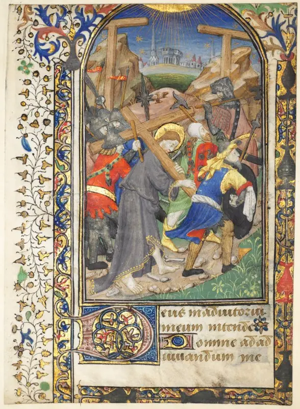 Leaf Excised from the Tarleton Hours: Christ Carrying the Cross — تصویر رکورد موزهٔ هنر کلیولند (دسترسی آزاد)