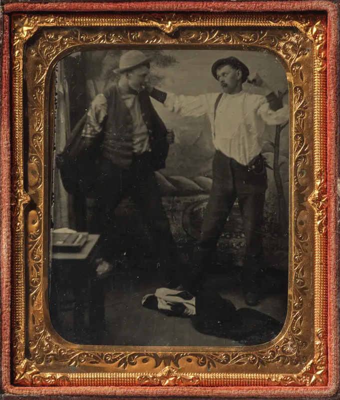 Two Men Staging a Fight in a Studio — تصویر رکورد موزهٔ هنر کلیولند (دسترسی آزاد)