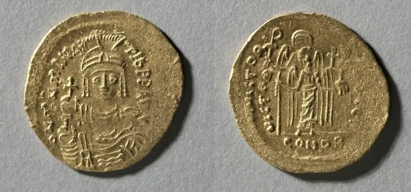 Solidus of Maurice Tiberius — تصویر رکورد موزهٔ هنر کلیولند (دسترسی آزاد)