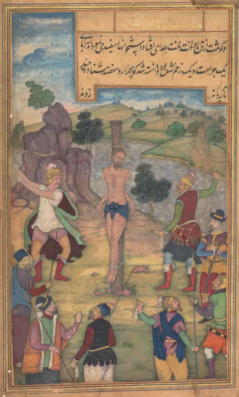 The Flagellation (folio 182 recto), from a Mirror of Holiness (Mir’at al-quds) of Father Jerome Xavier — تصویر رکورد موزهٔ هنر کلیولند (دسترسی آزاد)