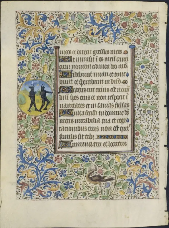 Leaf from a Book of Hours: Office of the Dead: Two Devils (verso) — تصویر رکورد موزهٔ هنر کلیولند (دسترسی آزاد)