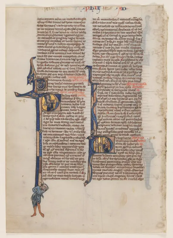 Leaf from a Latin Bible: Initial P: St. Paul with a Sword and a Book — تصویر رکورد موزهٔ هنر کلیولند (دسترسی آزاد)