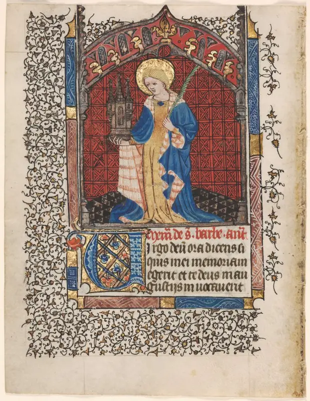 Leaf from a Book of Hours: Saint Barbara (6 of 6 Excised Leaves) — تصویر رکورد موزهٔ هنر کلیولند (دسترسی آزاد)