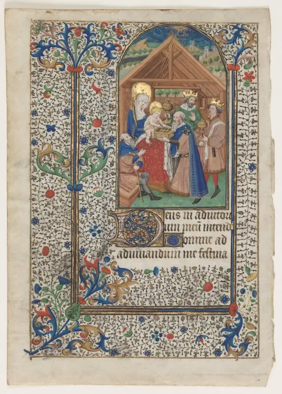 Leaf from a Book of Hours: Adoration of the Magi — تصویر رکورد موزهٔ هنر کلیولند (دسترسی آزاد)