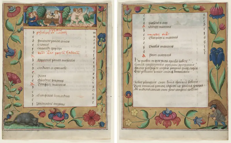 Leaf from a Psalter and Prayerbook: Calendar Page with Labors (recto) and Calendar Page with Peasant (verso) — تصویر رکورد موزهٔ هنر کلیولند (دسترسی آزاد)