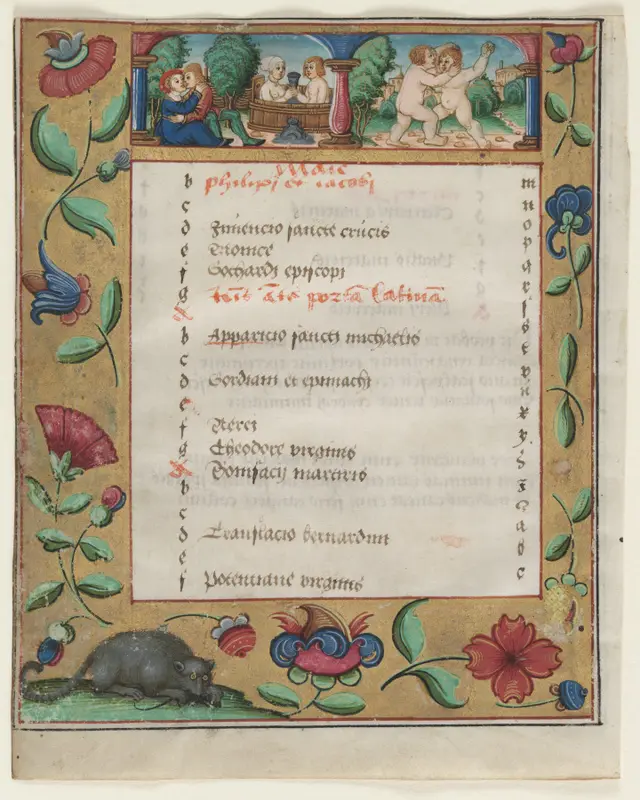 Leaf from a Psalter and Prayerbook: Calendar Page with Labors (recto) — تصویر رکورد موزهٔ هنر کلیولند (دسترسی آزاد)