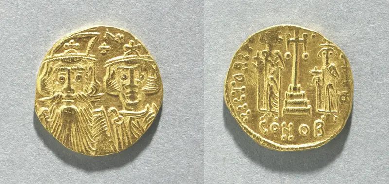 Solidus of Constans II and Constantine IV — تصویر رکورد موزهٔ هنر کلیولند (دسترسی آزاد)