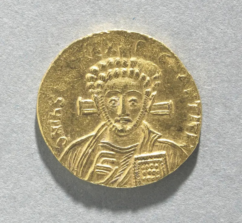 Solidus of Justinian II with Bust of Christ (obverse) — تصویر رکورد موزهٔ هنر کلیولند (دسترسی آزاد)