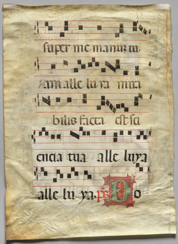 Leaf from a Gradual: Historiated Initial R: Initial D (verso) — تصویر رکورد موزهٔ هنر کلیولند (دسترسی آزاد)