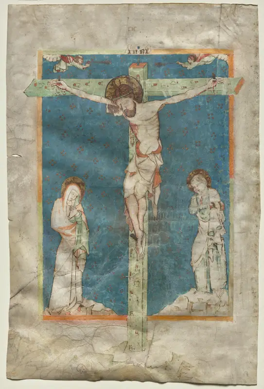 Leaf from a Missal: The Crucifixion (recto) — تصویر رکورد موزهٔ هنر کلیولند (دسترسی آزاد)