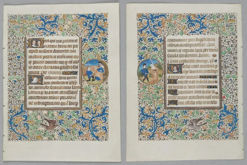 Leaf from a Book of Hours: Office of the Dead Opening Prayers (recto); Psalm 5 (verso) — تصویر رکورد موزهٔ هنر کلیولند (دسترسی آزاد)