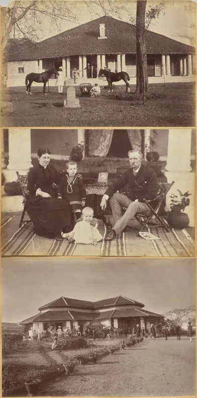 Captain Falkner's Bungalow, Neemuch (recto, top); Col. Carpendale and family, Neemuch (recto, bottom); Major Creagh's home, Mhon (verso) — تصویر رکورد موزهٔ هنر کلیولند (دسترسی آزاد)