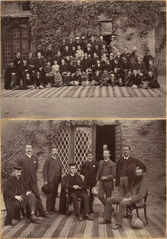 Principal and Teachers of Bishop Cotton School, Shimla (recto); Middle Class Students and Staff, Bishop Cotton School, Shimla (verso) — تصویر رکورد موزهٔ هنر کلیولند (دسترسی آزاد)