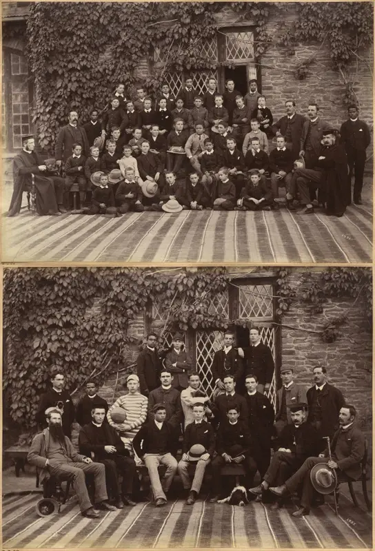 Primary Class Bishop Cotton School, Shimla (recto); High Class Students and Teachers at Bishop Cotton School, Shimla (verso) — تصویر رکورد موزهٔ هنر کلیولند (دسترسی آزاد)