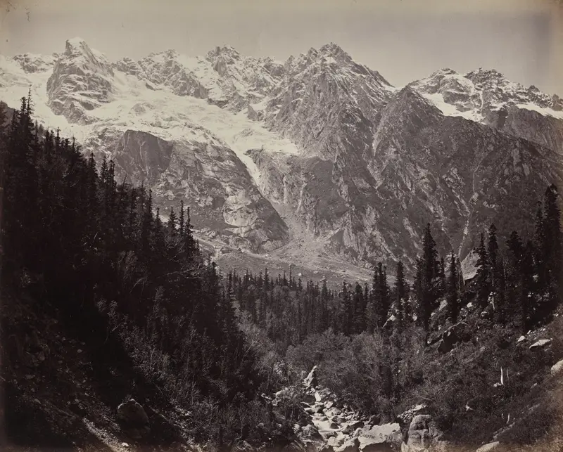 Scene in the Upper Himmalayahs. View in the Manga Valley — تصویر رکورد موزهٔ هنر کلیولند (دسترسی آزاد)