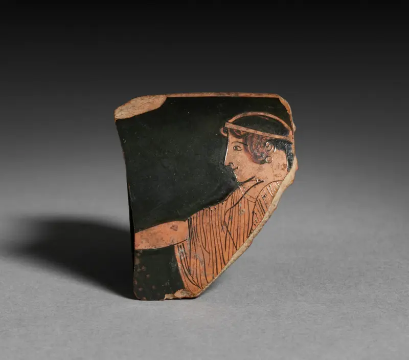 Fragment from Red-Figure Cup: Woman — تصویر رکورد موزهٔ هنر کلیولند (دسترسی آزاد)