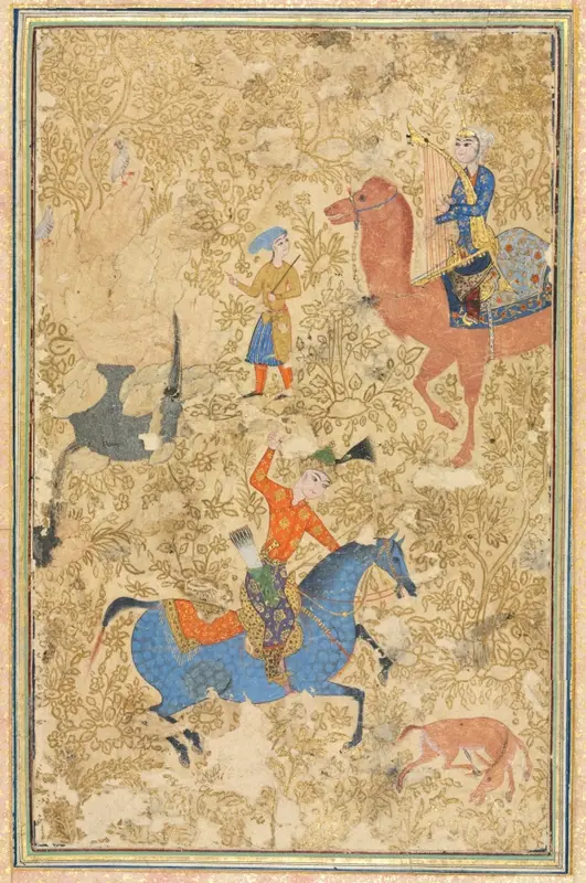 Bahram Gur and Azada, from a Shahnama (Book of Kings) of Firdausi (940–1019 or 1025) — تصویر رکورد موزهٔ هنر کلیولند (دسترسی آزاد)