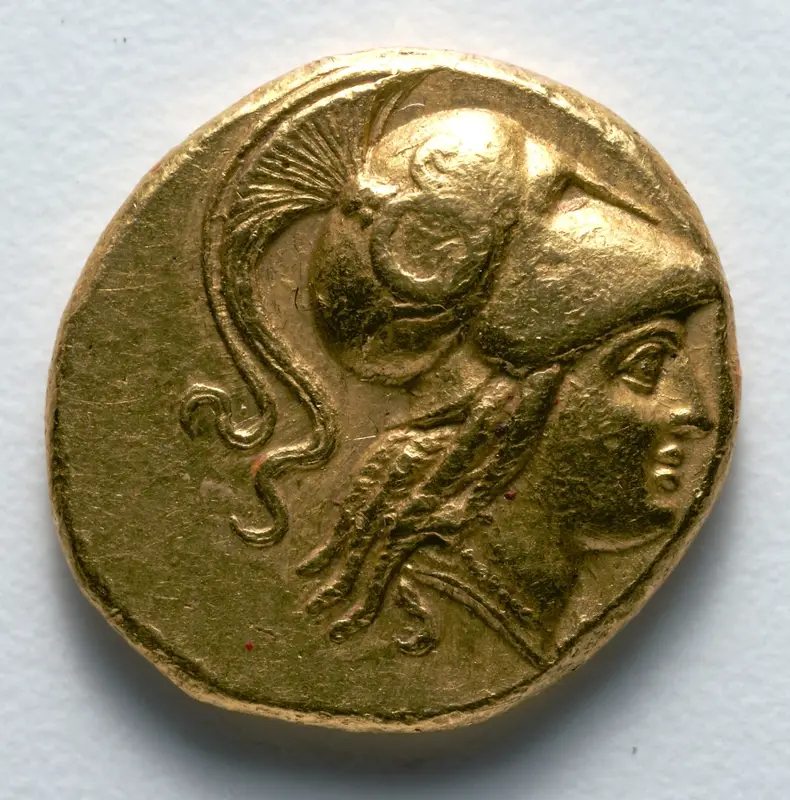 Stater: Head of Athena (obverse) — تصویر رکورد موزهٔ هنر کلیولند (دسترسی آزاد)
