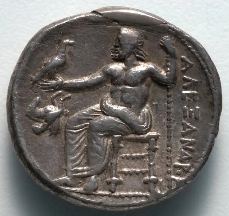 Tetradrachm: Zeus (reverse) — تصویر رکورد موزهٔ هنر کلیولند (دسترسی آزاد)