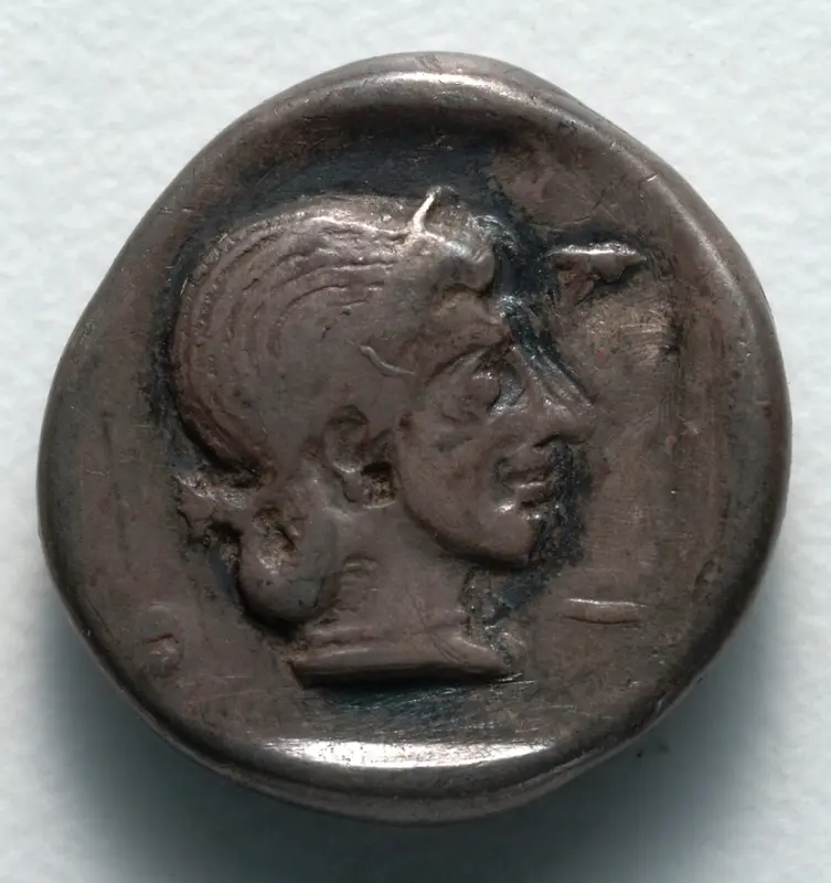 Hemidrachm: Head of Artemis (reverse) — تصویر رکورد موزهٔ هنر کلیولند (دسترسی آزاد)
