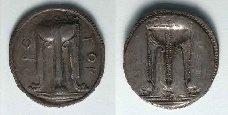 Stater: Tripod (obverse); Tripod Incuse (reverse) — تصویر رکورد موزهٔ هنر کلیولند (دسترسی آزاد)