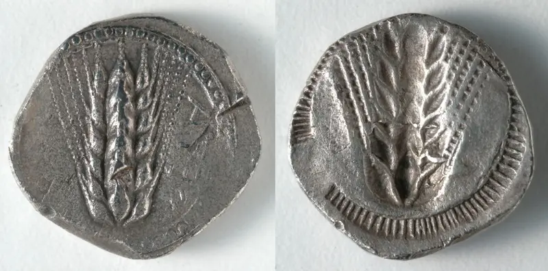 Stater: Barley (obverse); Barley, Incuse (reverse) — تصویر رکورد موزهٔ هنر کلیولند (دسترسی آزاد)