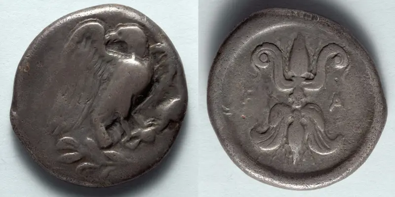 Stater: Eagle (obverse); Thunderbolt (reverse) — تصویر رکورد موزهٔ هنر کلیولند (دسترسی آزاد)