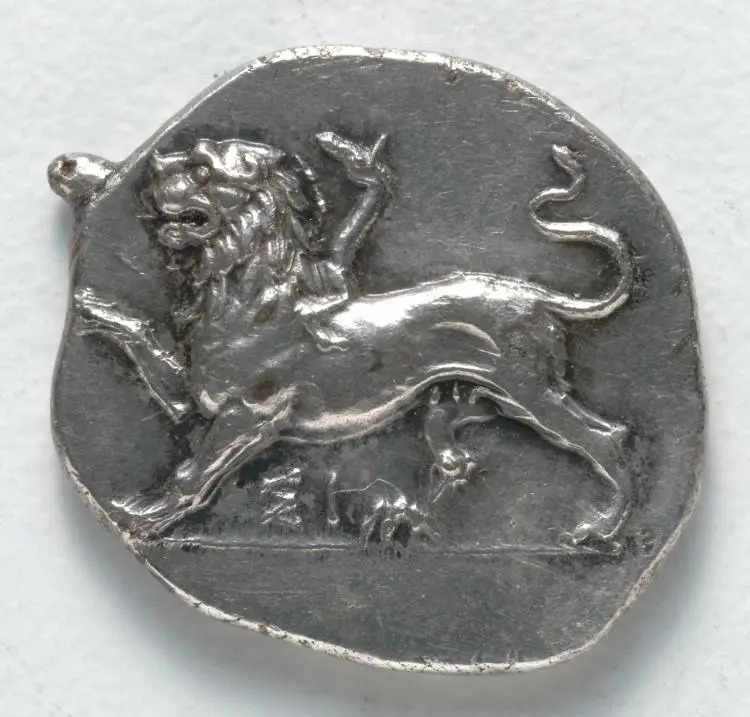 Hemidrachm: Chimaera (obverse) — تصویر رکورد موزهٔ هنر کلیولند (دسترسی آزاد)