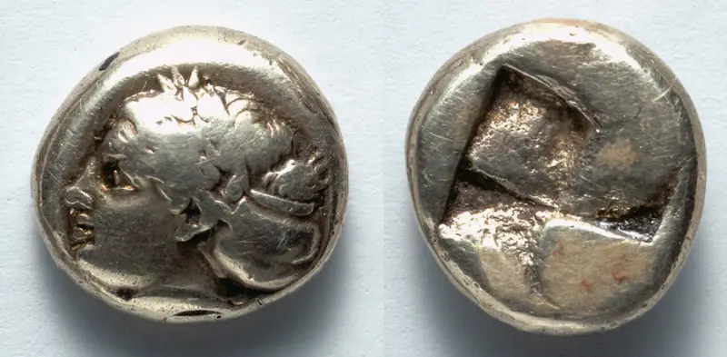 Hecte: Female Head (obverse); Incuse Square (reverse) — تصویر رکورد موزهٔ هنر کلیولند (دسترسی آزاد)