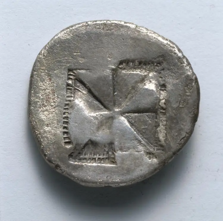 Drachm: Incuse Square in four parts (reverse) — تصویر رکورد موزهٔ هنر کلیولند (دسترسی آزاد)