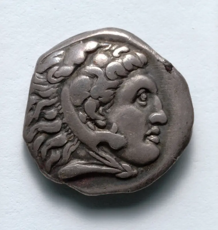 Drachm: Head of Herakles (obverse) — تصویر رکورد موزهٔ هنر کلیولند (دسترسی آزاد)
