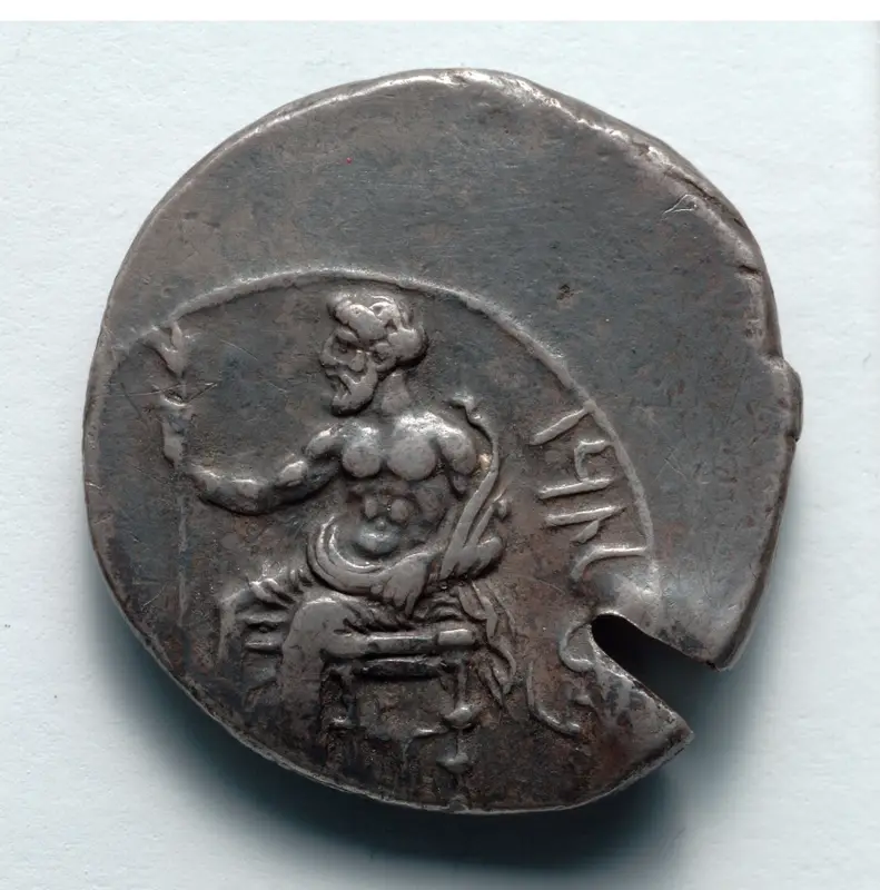 Stater: Ba'al, Seated with Scepter, within Circle (obverse) — تصویر رکورد موزهٔ هنر کلیولند (دسترسی آزاد)