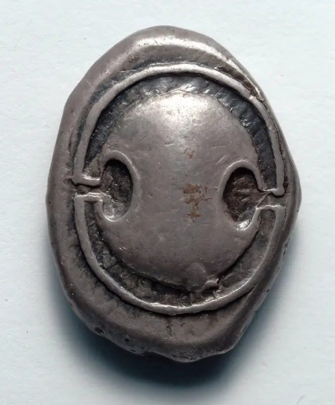 Stater: Boetian Shield, within Incuse Circle (obverse) — تصویر رکورد موزهٔ هنر کلیولند (دسترسی آزاد)
