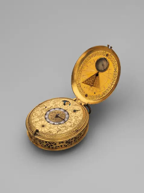 Clock watch with astronomical dial and sundial — تصویر رکورد موزهٔ متروپولیتن (دسترسی آزاد)