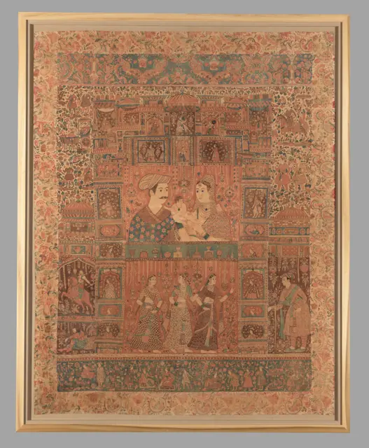 Kalamkari Hanging with Figures in an Architectural Setting — تصویر رکورد موزهٔ متروپولیتن (دسترسی آزاد)