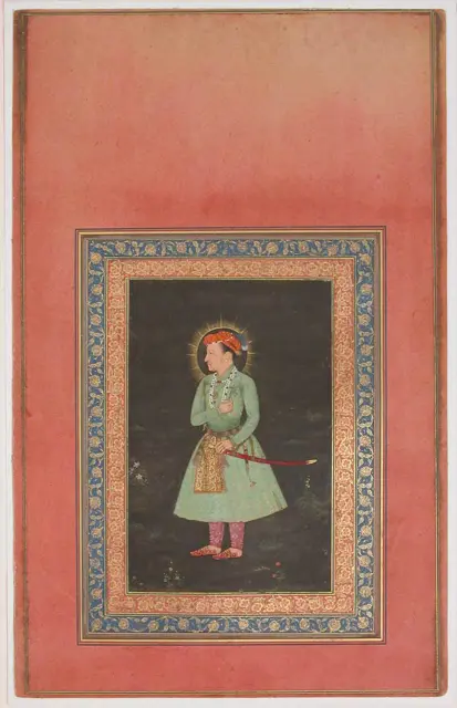 "Portrait of Jahangir Holding Flower", Folio from the Davis Album — تصویر رکورد موزهٔ متروپولیتن (دسترسی آزاد)
